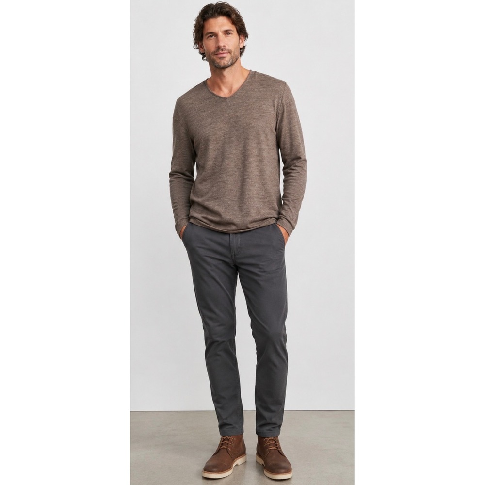 Icebreaker Merino Wool Long Sleeve V Neck Mens Brown sweater large workwear